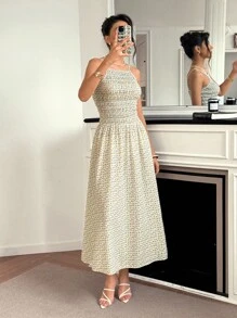 Chiquease Homecoming Dress Back To School Women's Lemon Print Patchwork A-Line Hem Spaghetti Strap Dress Floral Sundress French Style Dress Summer Dress Clothes For University