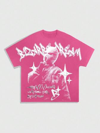 Street Life T-shirt à manches chauve-souris avec imprimé slogan, mode d'été