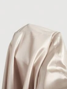 SHEIN MOD Váy đuôi cá tay Bishop cổ điển dành cho nữ, váy vải taffeta - Màu be - Xem 5