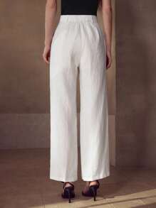 MOTF PREMIUM LINEN CONTRAST TRIM SUIT PANTS - White - View 3