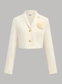 SHEIN Girlism 少女优雅西装外套和裤子套装，适合通勤