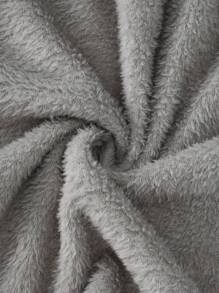 男童灰色纯色简约时尚纯色长袖长款连帽抽绳睡袍家居服