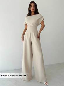 Firerie Women's Summer New Arrival Simple Elegant Daily Casual Linen Commuter Wide Collar Off Shoulder Blouse And Wide Leg Pants Suit