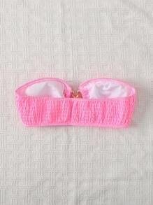 SHEIN Swim Summer Beach Solid Color Bandeau Bikini Top For Vacation - Pink - View 2