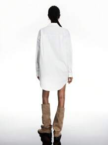 LYSMO 2025 New Arrive Minimalism Fall Women's Fashion Casual Solid Color Minimalist Button-Down Long Shirt Teacher, Airport And Travel Edgy Woman And Unique All White Party Women Date Night Halloween - White - View 2