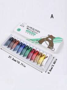 SHEIN 1 Set Vernici acriliche Set di pittura ad acquarello da 12 colori, adatto per disegni fatti a mano, pittura, graffiti e lavaggio, ideale per studenti d'arte, forniture per ufficio e studio e articoli per il ritorno a scuola