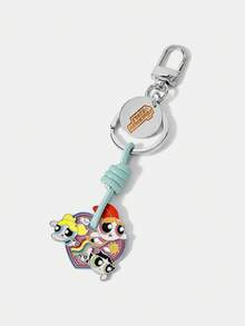 THE POWERPUFF GIRLS X SHEIN Llavero con esmalte con el patrón de Flor, Burbuja y Copo - Plateado - Ver 2