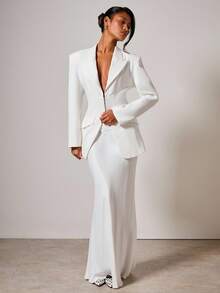 COSMINA Women's Elegant Stiff Thin Blazer, Autumn/Winter,Fall - White - View 4