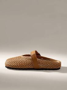 Solecia Women's Thick Sole Slip-On Mule Shoes, Closed Toe, Spring/Autumn For Christmas - Brown - View 3