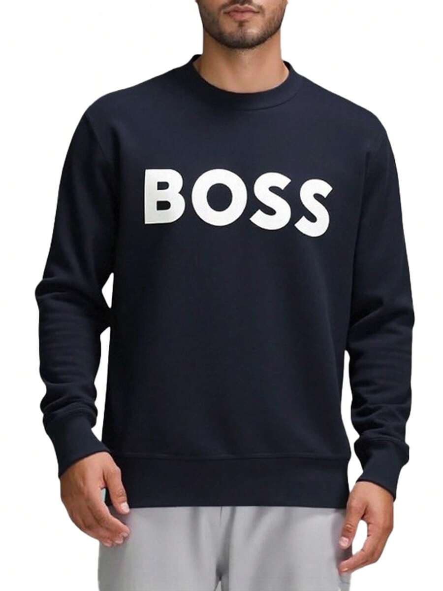 Hugo Boss Hanorac bărbătesc casual cu guler rotund și mânecă lungă, versatil - 404 Albastru închis - Vizualizare 1