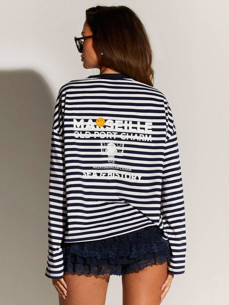 Athîral Áo sơ mi in chữ kẻ sọc thường ngày dành cho nữ - Nhiều màu - Xem 1