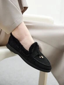 CUCCOO BIZCHIC 女士舒适平底乐福鞋，时尚粉色 - 黑色 - 查看 3