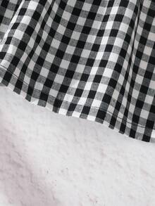 SHEIN Young Girl Contrast Color Peter Pan Collar Detachable Bow Decor Plaid A-Line Dress Fall Winter - Black - View 7