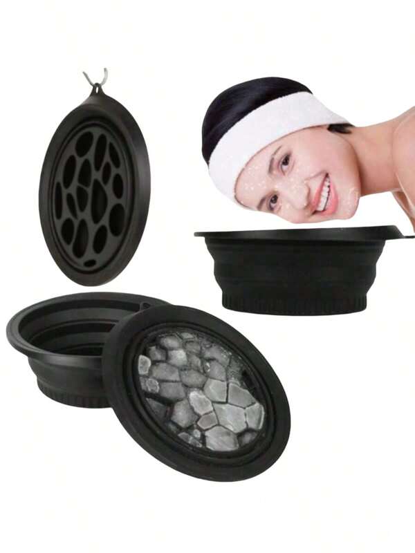 1 peça de bacia de gelo para uso doméstico, cuidados faciais com gelo, silicone, bacia dobrável para uso externo, dispositivo de beleza, banheira de gelo