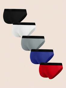 5pcs/Set Men's Simple And Comfortable Breathable Soft Briefs - Multicolor - View 2