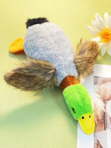 PETSIN 1pc Flat-Billed Green-Headed Duck Plush Vocalization Toy – Bite-Resistant Dog Toy For Teeth Grinding & Cleaning, Interactive Training Pet Toy - Multicolor - View 6
