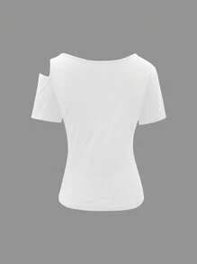 Camiseta de manga corta básica para mujer, de moda para el verano