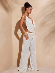 Hauture Quần thời trang màu trơn cho nữ, phù hợp cho mùa hè - trắng - Xem 4