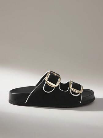 Solecia 女士时尚杏色休闲平底凉鞋