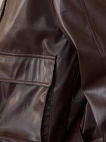 Nöista Women's Fashion Commuter Fur Collar Cropped Jacket - Coffee Brown - View 12