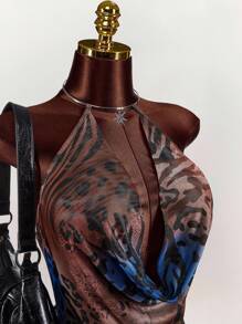 Amplova Summer Hippie Style Plunging Backless Sexy Halter Neck Women Mini Dress