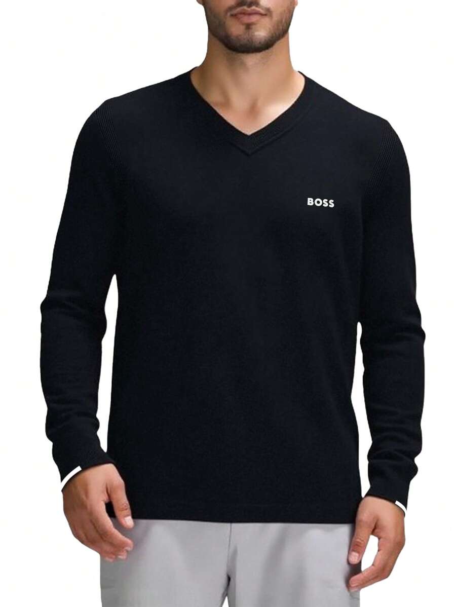 Hugo Boss Ever-X_VN 男士V领长袖休闲宽松T恤