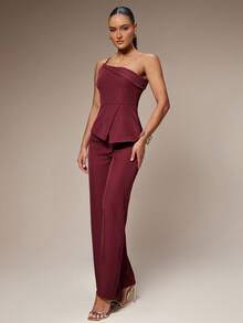 Silquee Bộ đồ vest hai mảnh thời trang thu đông màu đỏ rượu vang trơn màu be đầu thu cổ áo bất đối xứng viền xẻ tà cổ yếm hở lưng thời trang dành cho nữ phù hợp cho công sở văn phòng công sở thường ngày dành cho nữ bộ đồ vest hai mảnh quần bộ đồ vest hai mảnh trung tính thời trang dành cho nữ bộ đồ dây mảnh thời trang dành cho nữ bộ đồ vest hai mảnh trang trọng bộ đồ vest hai mảnh thanh lịch màu đỏ rượu vang dành cho nữ bộ đồ vest hai mảnh thanh lịch màu đỏ rượu vang - Màu Đỏ Sâu - Xem 6