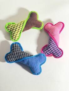 PETSIN 1pc Multi-Colored Bone Shaped Plush Dog Chewing And Teeth Grinding Toy – Built-In Sound Generator For Self-Entertainment, Soft Boredom Relief For Puppies, Pet Use Only - Multicolor - View 4