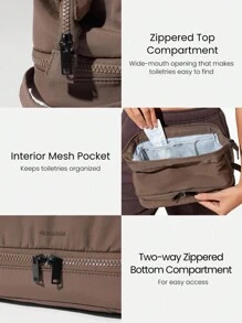 GLOWMODE 5L Glow The Distance Water-Repellent Zipper Closure Dual-Compartment Storage Logo Toiletry Bag Gym Travel Daily Casual  Spring Summer - Brown - View 3