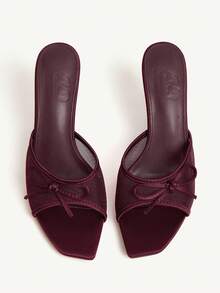 CUCCOO CHICEST 女士金色带方头高跟凉鞋 - 酒紅色 - 查看 9