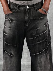 SUMWON Pantalones vaqueros de tiro alto con pernera extra ancha, desgastados, holgados, estilo skater, de carpintero, de utilidad, de estilo callejero, de cultura grunge, de denim relajado, con acabado crudo y a la moda