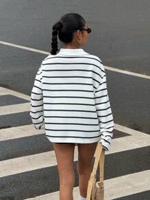 Muchica 条纹休闲宽松日常百搭长袖女式T恤