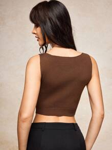 House of One Flap Neck Open Sleeveless Knitted Sweater Vest Top Women Fall Winter Casual Elegant Business Old Money Fall Outfits Business Professional Women Business Casual Woman