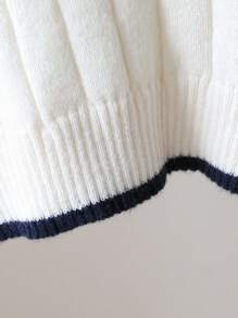 SHEIN 小男孩厚字母贴花半拉链针织毛衣，长袖，秋冬 - 白色 - 查看 5