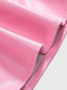 ROMWE Grunge Punk Sexy Punk Metal Rivet PU Patchwork Mesh Tight Halter Neck Top - Pink - View 4