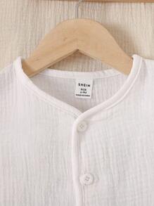 SHEIN 1pc Baby Boys' Cotton Long Sleeve Jacket, Single-Breasted With Pockets, Loose Fit Korean Style Casual Outerwear, Soft & Comfortable Fabric, Suitable For Autumn/Winter Wear Fall - Apricot - View 8