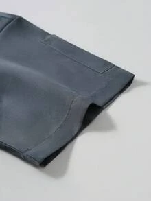 Manfinity Homme 男式纯色立领短袖口袋厨师衬衫