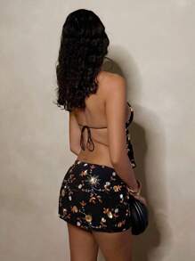 Glamine 2件橙色亮片沙滩装套装 - 黑色 - 查看 3