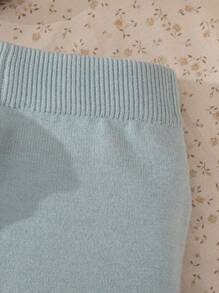 Souflis Souflis 婴儿/女婴针织毛衣套装，圆领可爱套头衫和无脚裤，柔软、温暖、百搭、舒适 - 淺藍色 - 查看 7