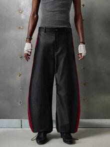 NEON BLANC 男士宽松休闲裤，带口袋和侧条纹，秋冬 - 黑色 - 查看 3