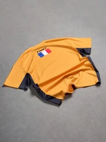 Manfinity Campus Court Men's Casual Colorblock Letter Print T-Shirt, Summer - Multicolor - View 2