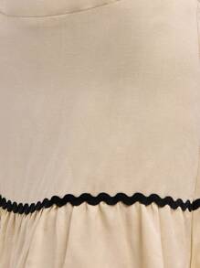 Nöista Maxi Skirt In Cream Color With Contrast Black Trimmings, Beige, Autumn, Elegant, Brunch, Summer Vacay Holidays Vacation Casual Luxury - Apricot - View 6