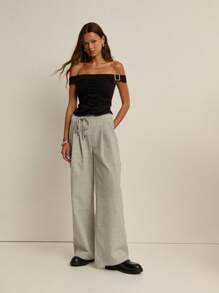 Nöista 露肩上衣，配有可调节金属扣肩带，正面有褶饰 - 藍色 - 查看 5