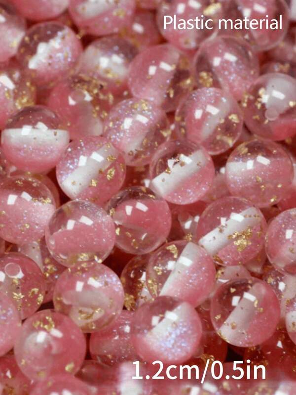 20pcs 12mm Shiny Glitter Gold Foil Round Resin Beads,Colorful Gold Foil Translucent Beads For Diy Phone Charm, Keychain, Bracelet, Car Hanging Decoration,Gift Decor