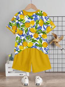 SHEIN Chanh, Nước chanh, Kỳ nghỉ, Ngày lễ, Chuyến đi gia đình, Bố mẹ và tôi, Bộ sưu tập lựa chọn của trẻ em, Cơ bản hàng ngày, Trẻ em vui vẻ, Màu pastel cho trẻ em, Bikercore, Chuyến đi gia đình, Những ngày vui vẻ, Tôi yêu mẹ, Tôi yêu bố, Ngôi nhà đáng yêu, Trẻ em tuyệt vời, Bộ đồ cổ tròn tay ngắn tối giản thường ngày 2 món cho bé trai tuổi teen, Thích hợp cho mùa hè - Nhiều màu - Xem 3