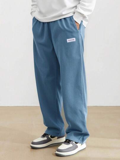 青少年男孩休闲灯芯绒直筒裤，适合日常穿着和上学，四季皆宜