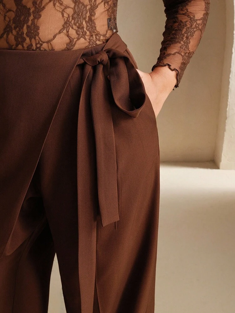 Plus Size Women's Solid Color Wide Leg Pants, Elegant And Versatile