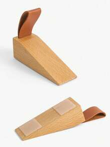 1pc Beech Door Stop, Wooden Door Stop, Windproof Door Stopper, Anti Collision Door Stop Holder With Lanyard Valentine's Day, Valentines Wedding, Birthday, Room Decor, Home Decor Living Room, Office Decor Items,Fall Decor - Multicolor - View 12