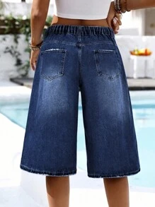 EMERY ROSE Plus Size Women Frayed Hem Pocket Loose Fit Jeans