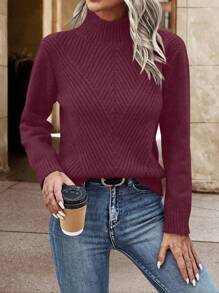 EMERY ROSE Women Solid Color Crew Neck Long Sleeve Minimalist Sweater, Casual Everyday Wear,Long Sleeve Tops Knit Pullover Fall Winter Outfit